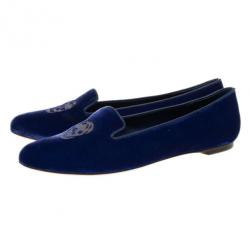 مملوكة مسبقًا Alexander McQueen Purple Velvet Skull Smoking Slippers Size 41