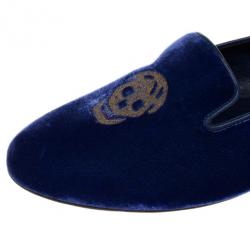 مملوكة مسبقًا Alexander McQueen Purple Velvet Skull Smoking Slippers Size 41