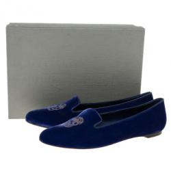 مملوكة مسبقًا Alexander McQueen Purple Velvet Skull Smoking Slippers Size 41