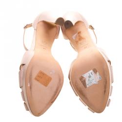 Pre Owned Alexander McQueen Blush Pink Leather Ankle Strap Sandals Size 41