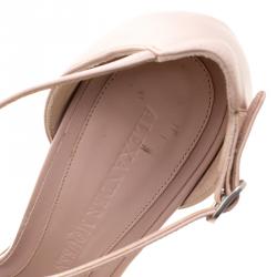 Pre Owned Alexander McQueen Blush Pink Leather Ankle Strap Sandals Size 41