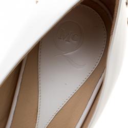 Pre Owned Alexander McQueen White Leather Spike Trimmed Platform Pumps Size 39