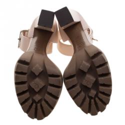 Pre Owned Alexander McQueen Blush Pink Leather Ankle Strap Platform Sandals Size 38