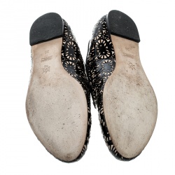 Pre Owned Alexander McQueen Two Tone Laser Cut Patent Leather and Suede Smoking Slippers Size 39