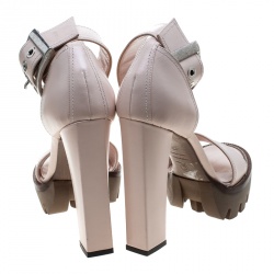 Pre Owned Alexander McQueen Blush Pink Leather Ankle Strap Platform Sandals Size 39
