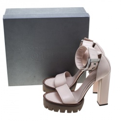 Pre Owned Alexander McQueen Blush Pink Leather Ankle Strap Platform Sandals Size 39