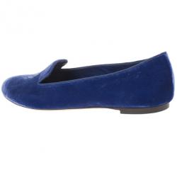 مملوكة مسبقًا Alexander McQueen Blue Velvet Skull Smoking Slippers Size 40