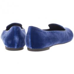 مملوكة مسبقًا Alexander McQueen Blue Velvet Skull Smoking Slippers Size 40