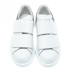 Pre Owned Alexander McQueen White Leather Oversized Velcro Strap Sneakers Size 36