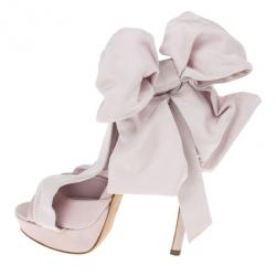 Pre Owned Alexander McQueen Pink Suede Bow Embellished Sandals Size 36