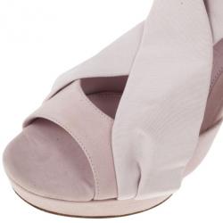 Pre Owned Alexander McQueen Pink Suede Bow Embellished Sandals Size 36