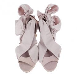 Pre Owned Alexander McQueen Pink Suede Bow Embellished Sandals Size 36