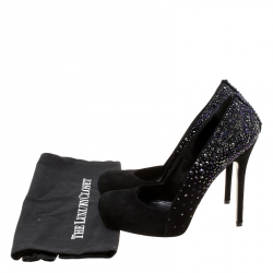 Pre Owned Alexander McQueen Black Suede Crystal Embellished Pumps Size 40