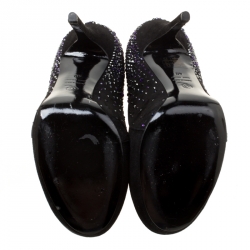 Pre Owned Alexander McQueen Black Suede Crystal Embellished Pumps Size 40