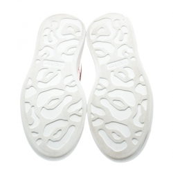 Pre Owned Alexander McQueen Red Glitter Platform Lace Up Sneakers Size 37