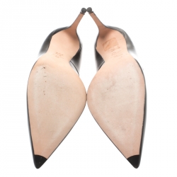 Pre Owned Alexander McQueen Black Leather Horn Pointed Toe Pumps Size 39