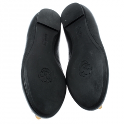 Pre Owned Alexander McQueen Black Leather Skull City Ballet Flats Size 36