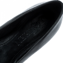 Pre Owned Alexander McQueen Black Leather Skull City Ballet Flats Size 36