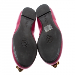 Pre Owned Alexander McQueen Pink Leather Skull City Ballet Flats Size 36