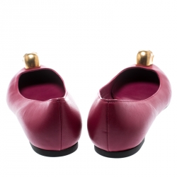 Pre Owned Alexander McQueen Pink Leather Skull City Ballet Flats Size 36