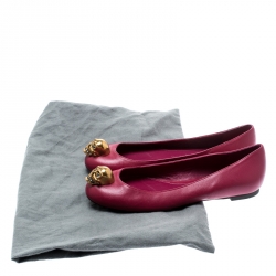 Pre Owned Alexander McQueen Pink Leather Skull City Ballet Flats Size 36