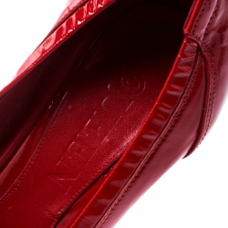 Pre Owned Alexander McQueen Red Patent Leather Bow Detail Scrunch Pumps Size 36
