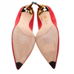 Pre Owned Alexander McQueen Red Suede Pointed Toe Pumps Size 39