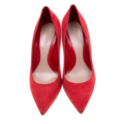 Pre Owned Alexander McQueen Red Suede Pointed Toe Pumps Size 39