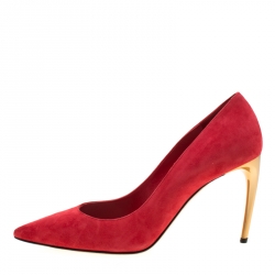 Pre Owned Alexander McQueen Red Suede Pointed Toe Pumps Size 39