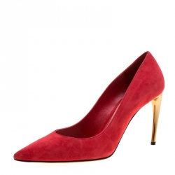 Pre Owned Alexander McQueen Red Suede Pointed Toe Pumps Size 39