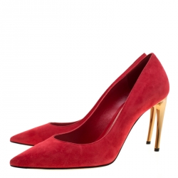 Pre Owned Alexander McQueen Red Suede Pointed Toe Pumps Size 39
