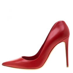 Pre Owned Alexander McQueen Red Leather Pointed Toe Pumps Size 41