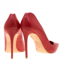 Pre Owned Alexander McQueen Red Leather Pointed Toe Pumps Size 41