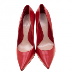 Pre Owned Alexander McQueen Red Leather Pointed Toe Pumps Size 41