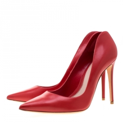 Pre Owned Alexander McQueen Red Leather Pointed Toe Pumps Size 41