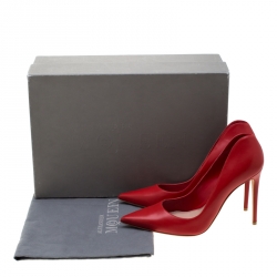 Pre Owned Alexander McQueen Red Leather Pointed Toe Pumps Size 41