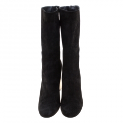 Pre Owned Alexander McQueen Black Suede Mid Calf Boots Size 36