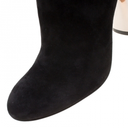 Pre Owned Alexander McQueen Black Suede Mid Calf Boots Size 36