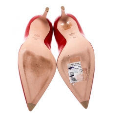 Pre Owned Alexander McQueen Red Leather Pointed Toe Pumps Size 36