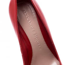 Pre Owned Alexander McQueen Red Leather Pointed Toe Pumps Size 36