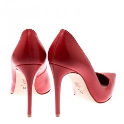 Pre Owned Alexander McQueen Red Leather Pointed Toe Pumps Size 36
