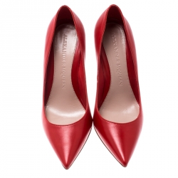 Pre Owned Alexander McQueen Red Leather Pointed Toe Pumps Size 36