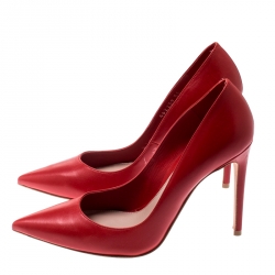 Pre Owned Alexander McQueen Red Leather Pointed Toe Pumps Size 36