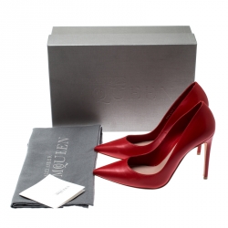 Pre Owned Alexander McQueen Red Leather Pointed Toe Pumps Size 36