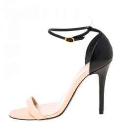 Pre Owned Alexander McQueen Two Tone Leather Open Toe Ankle Strap Sandals Size 37