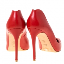 Pre Owned Alexander McQueen Red Leather Pointed Toe Pumps Size 41
