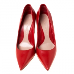 Pre Owned Alexander McQueen Red Leather Pointed Toe Pumps Size 41