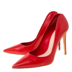 Pre Owned Alexander McQueen Red Leather Pointed Toe Pumps Size 41
