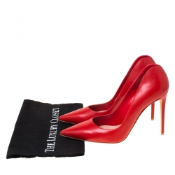 Pre Owned Alexander McQueen Red Leather Pointed Toe Pumps Size 41