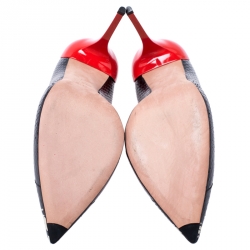 Pre Owned Alexander McQueen Black Python Embossed Leather Pointed Toe Pumps Size 39